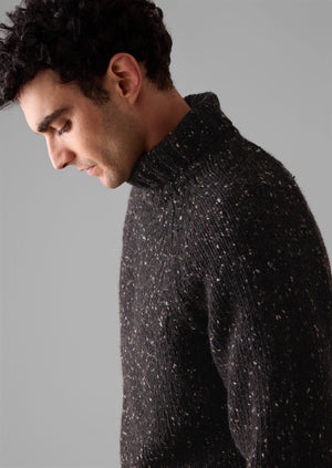 Donegal Roll Neck Sweater | Black Marl