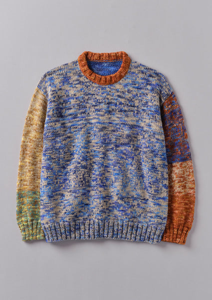 Twisted Wool Colour Block Sweater | Blue Multi