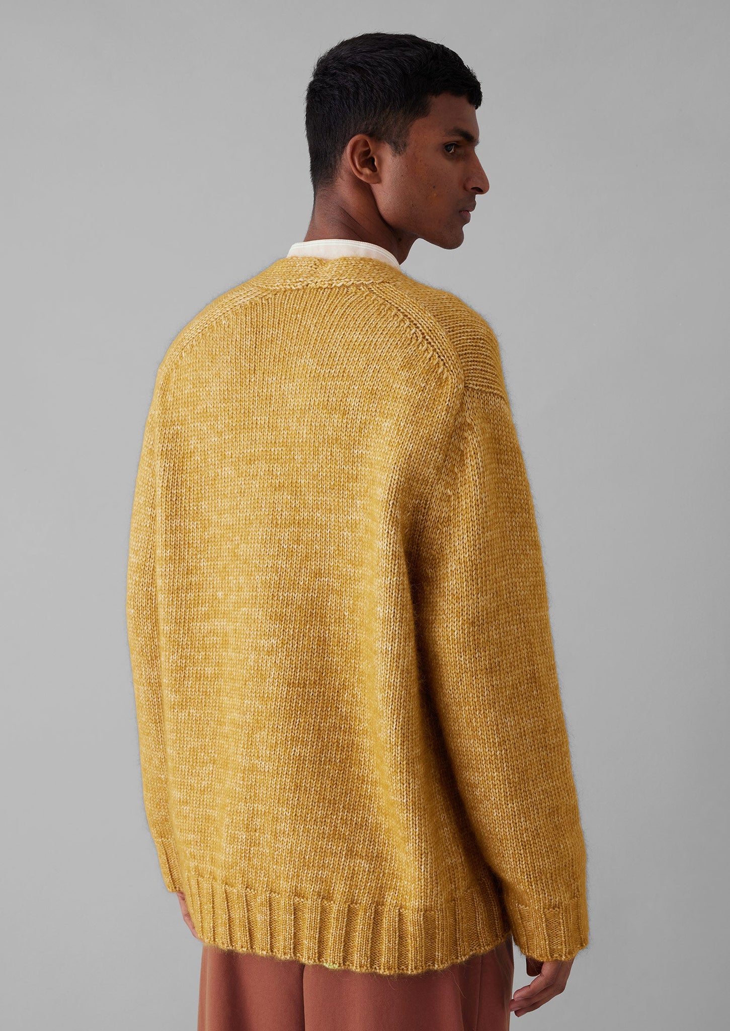 Toast Alpaca Wool V Neck Cardigan Dijon Yellow