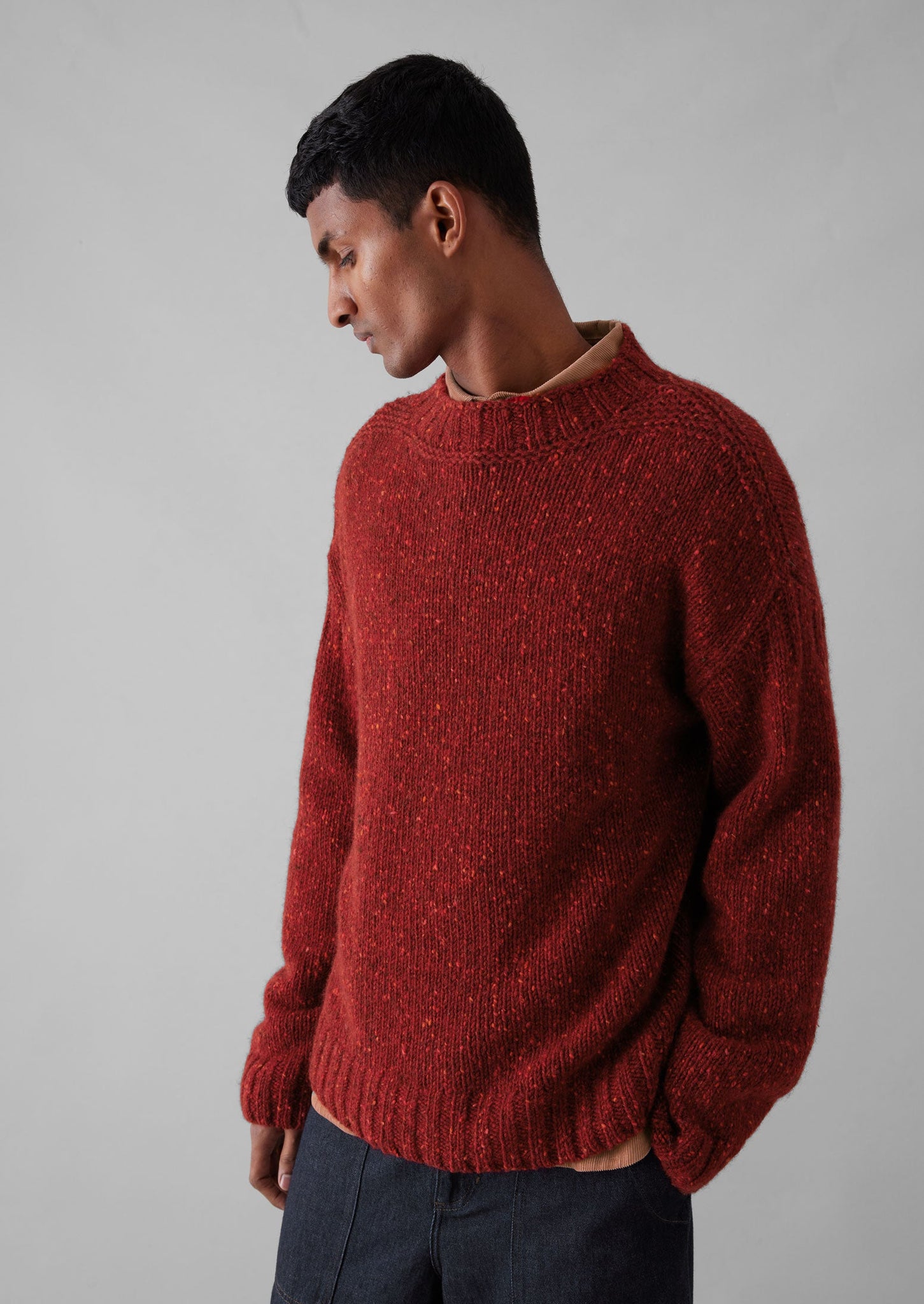 Finn Donegal Wool Sweater | Red Granite