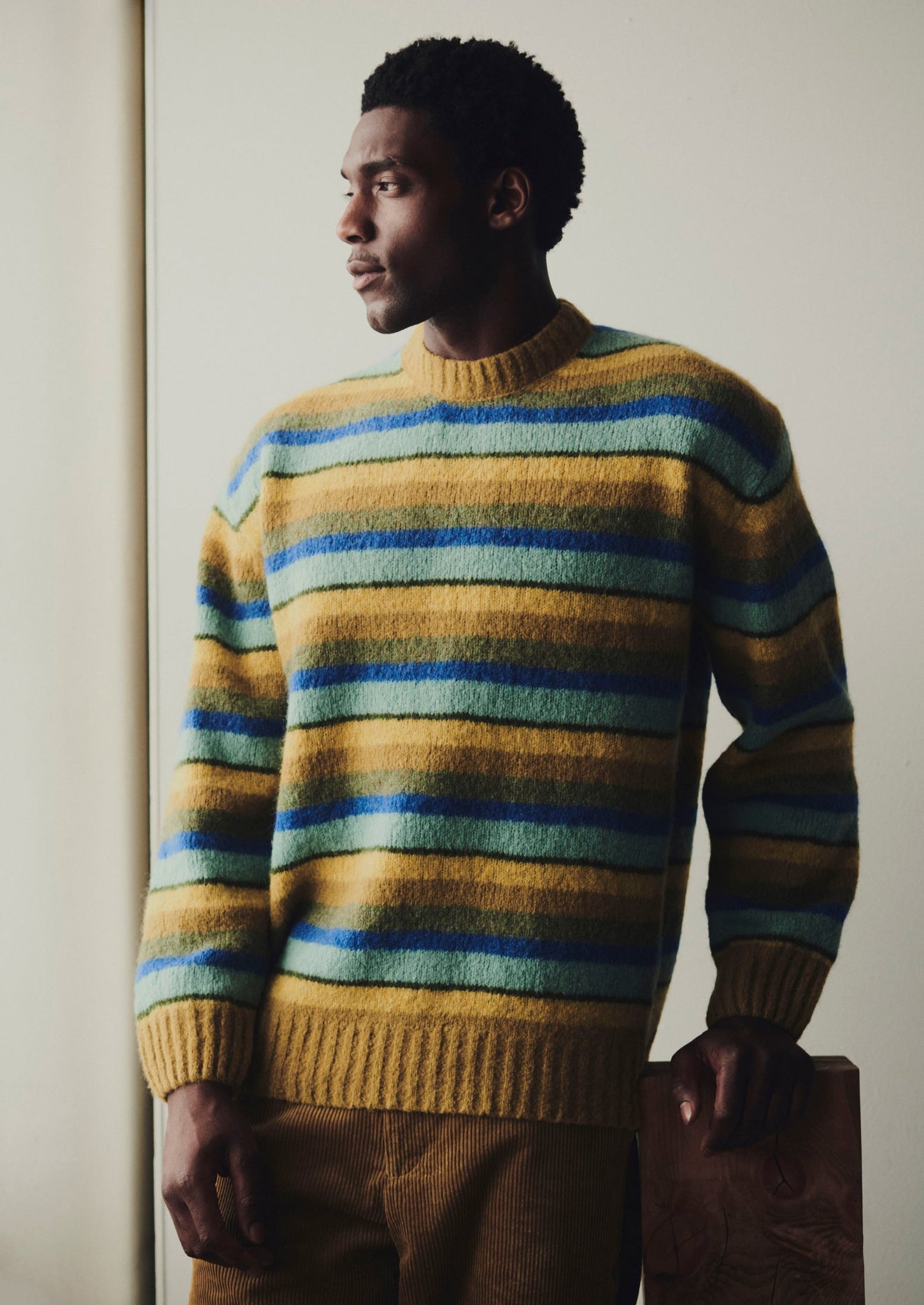 Brushed Stripe Sweater | Mustard Multi