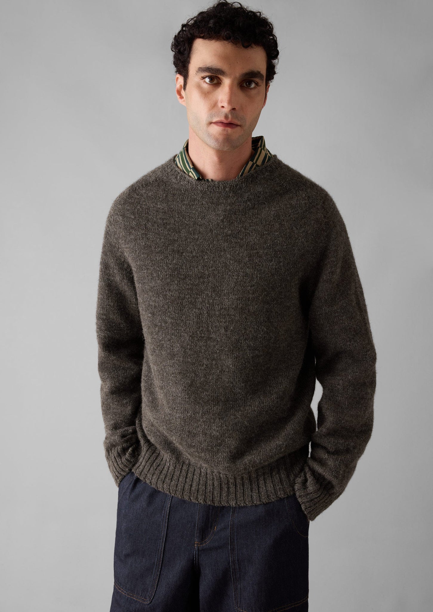 Seamless Shetland Wool Sweater | Grey