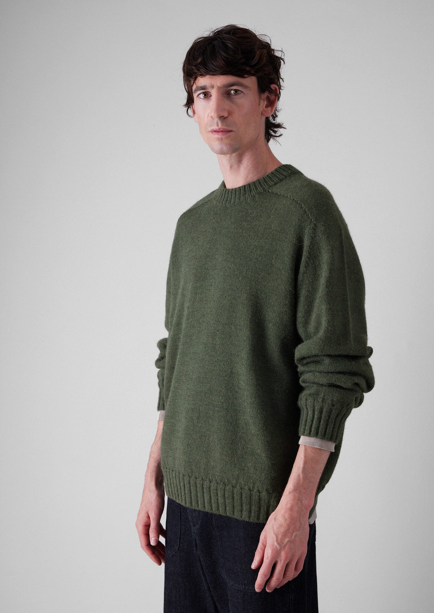 Wool Alpaca Easy Sweater | Forest Green