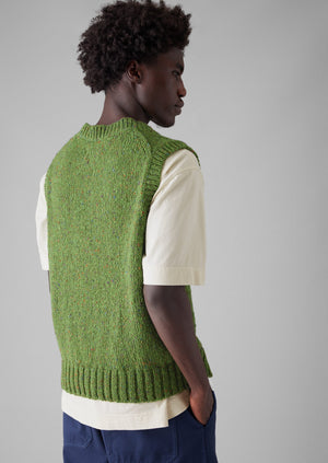 Donegal Wool Knitted Tank | Moss Green