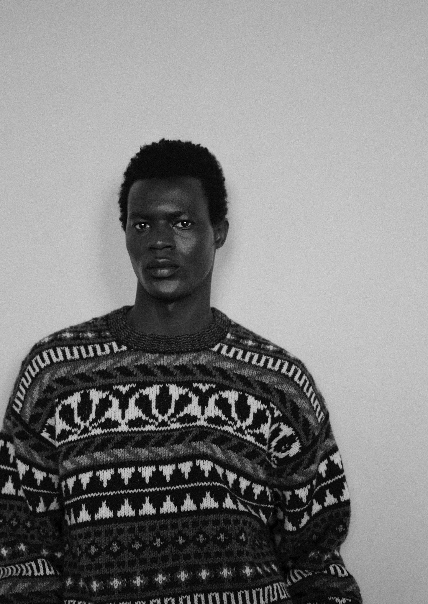 Shetland Wool Graphic Jacquard Sweater | Natural/Multi