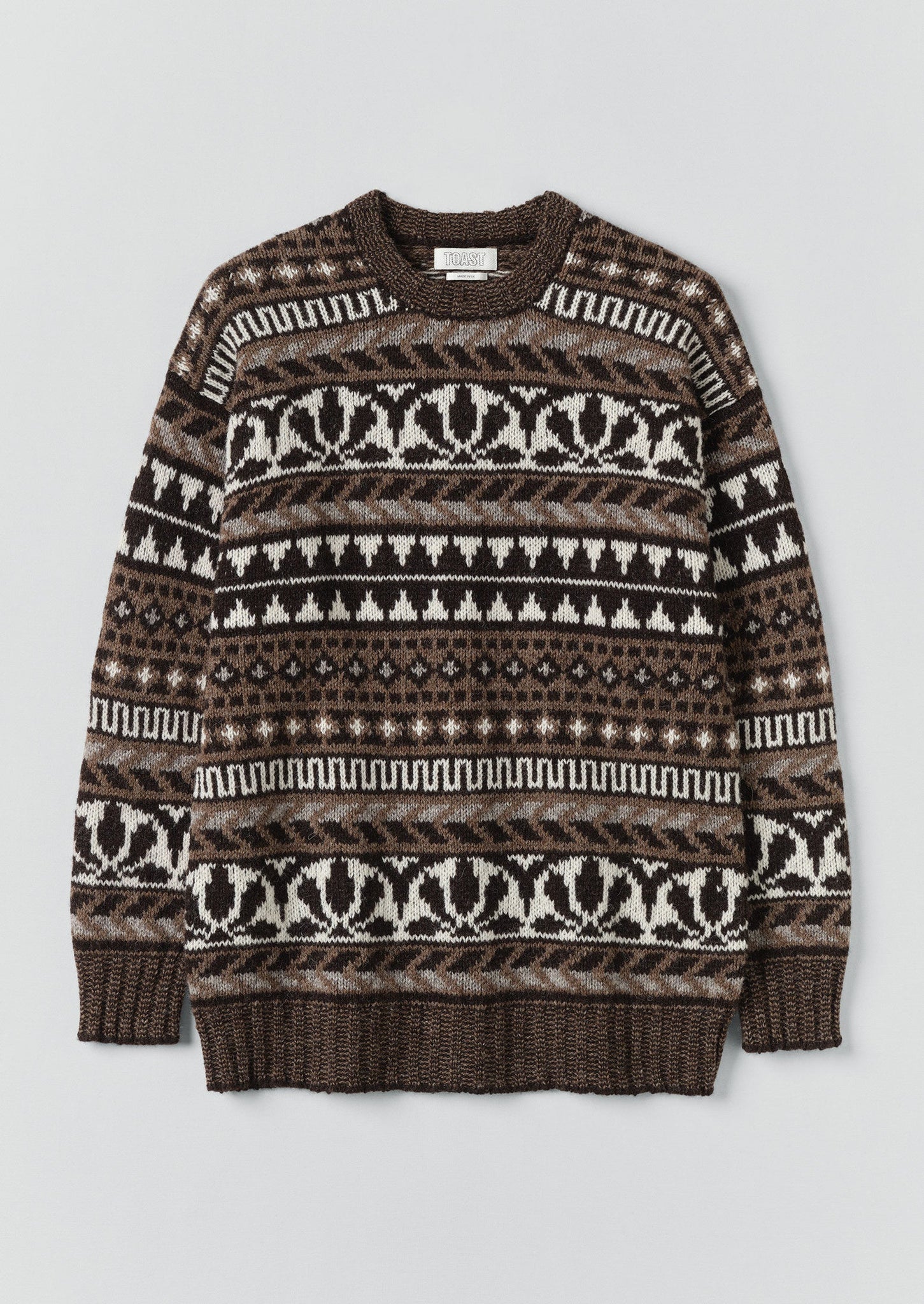 Shetland Wool Graphic Jacquard Sweater | Natural/Multi