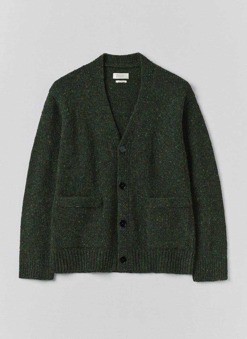 Donegal Wool V-Neck Cardigan | Forest
