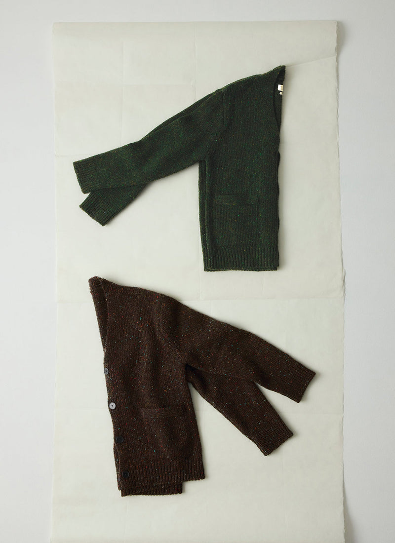 Donegal Wool V-Neck Cardigan | Forest