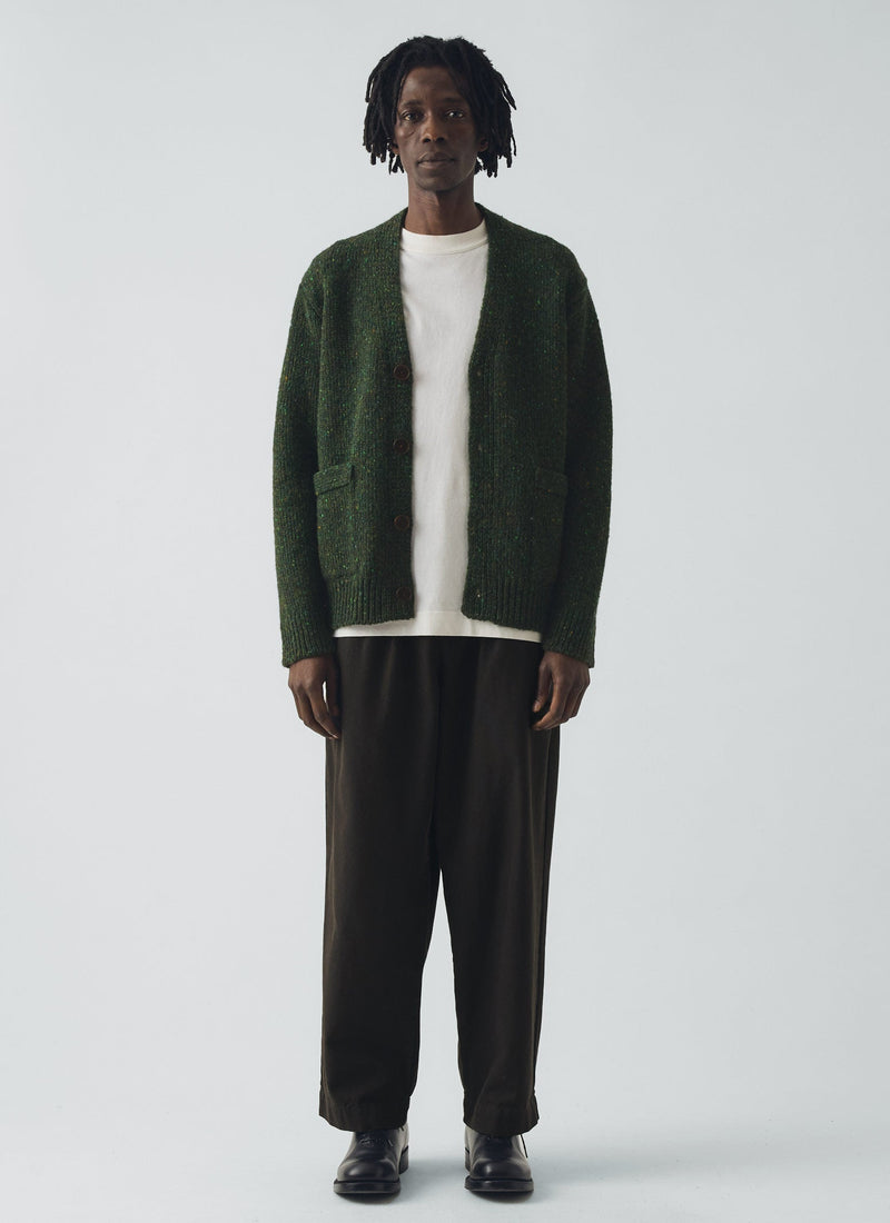 Donegal Wool V-Neck Cardigan | Forest