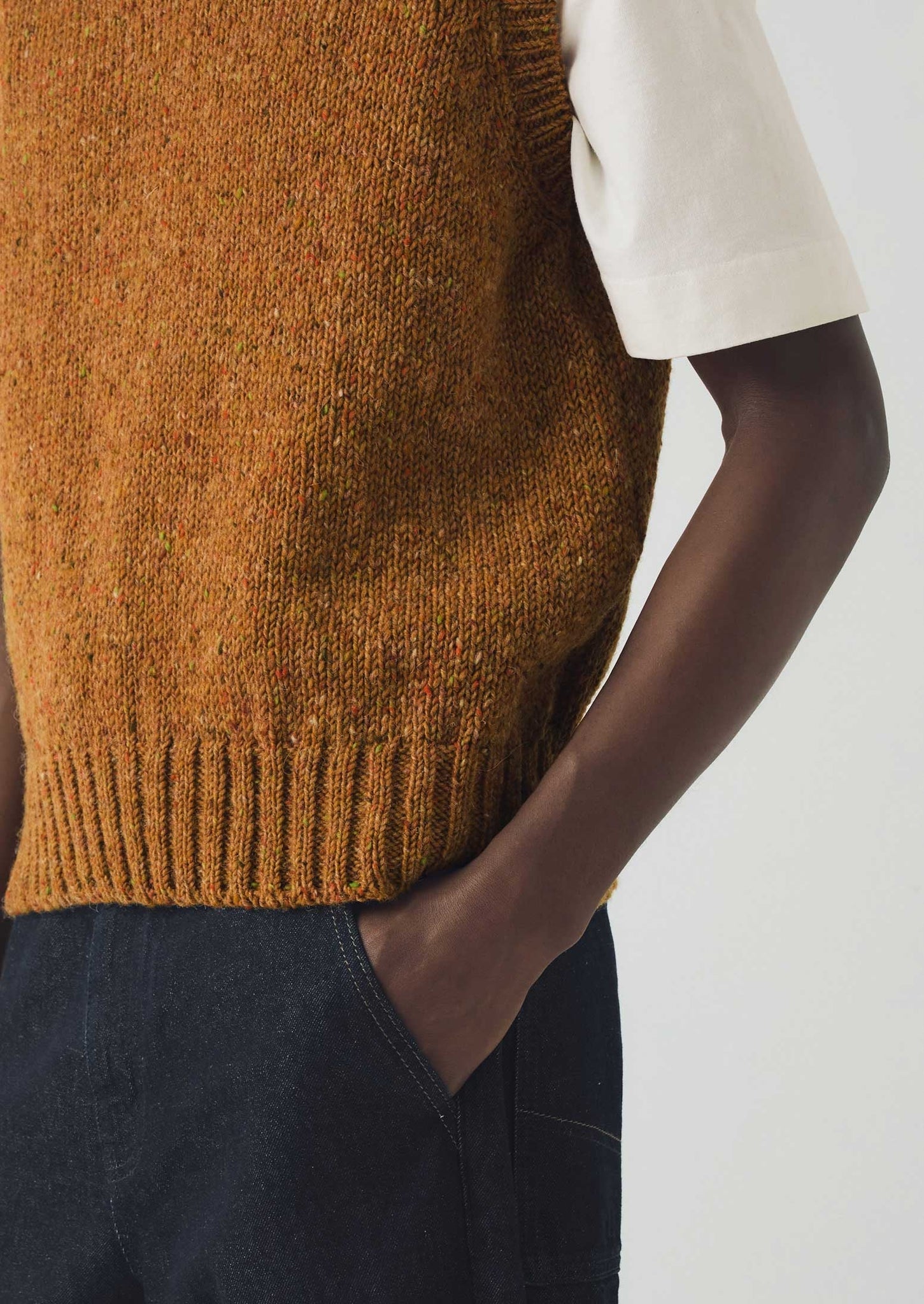 Donegal Wool Knitted Tank | Ochre
