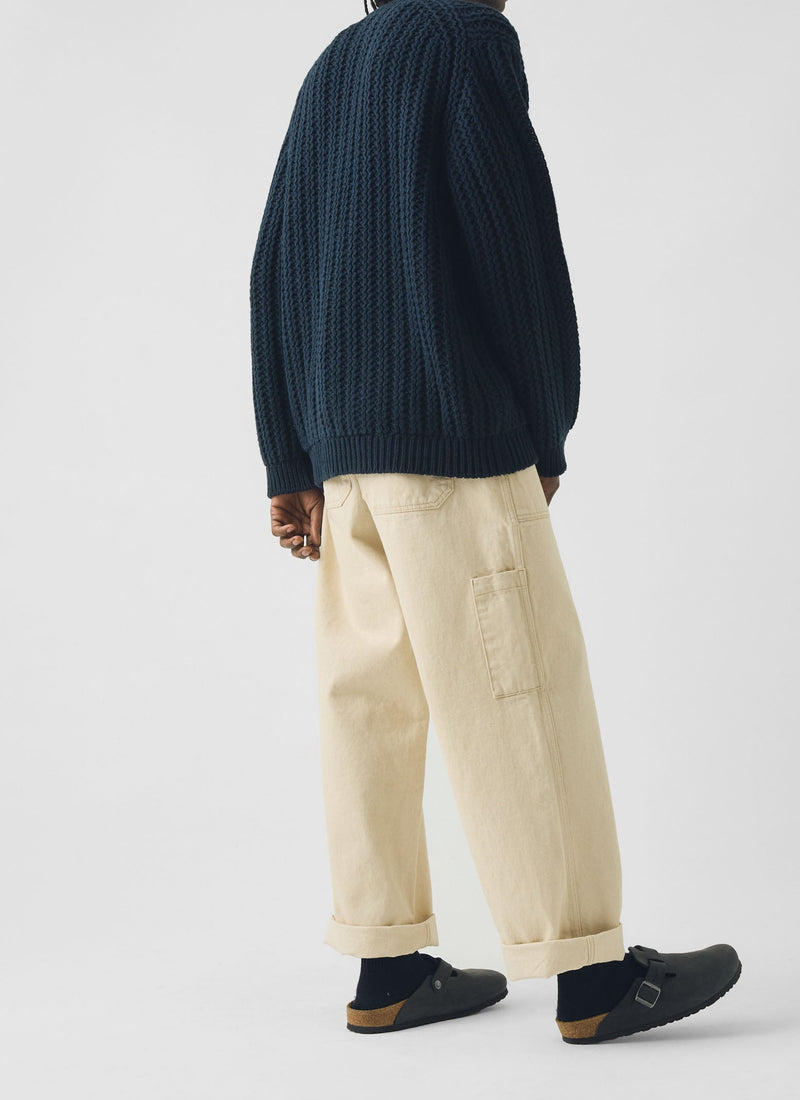 Racked Rib Wool Cotton Sweater | Darkest Navy