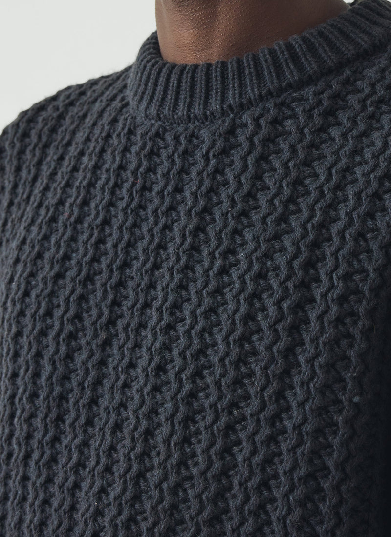 Racked Rib Wool Cotton Sweater | Darkest Navy