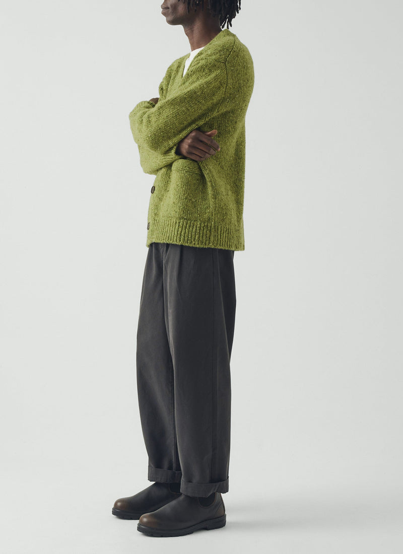 Donegal Wool V-Neck Cardigan | Rainette Green