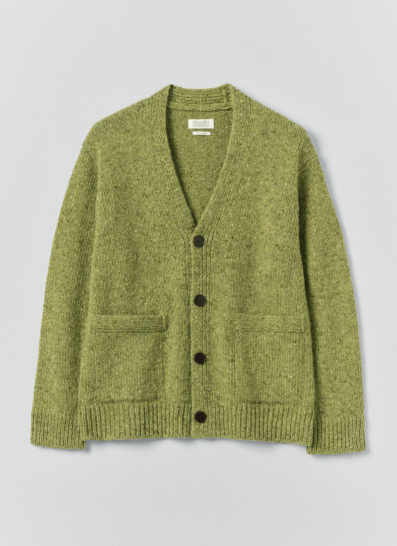Donegal Wool V-Neck Cardigan | Rainette Green