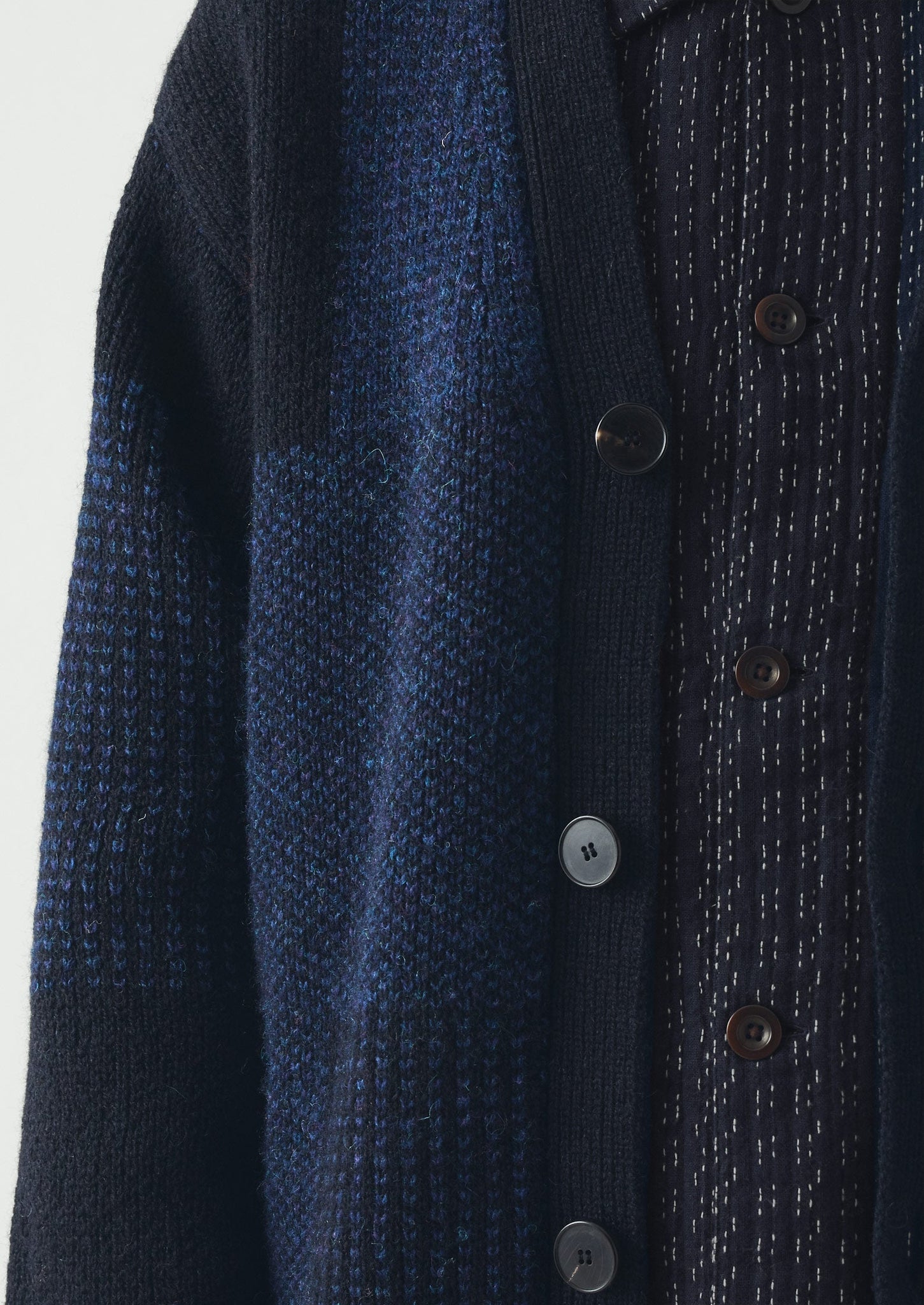 Jacquard British Wool Cardigan | Navy/Cobalt