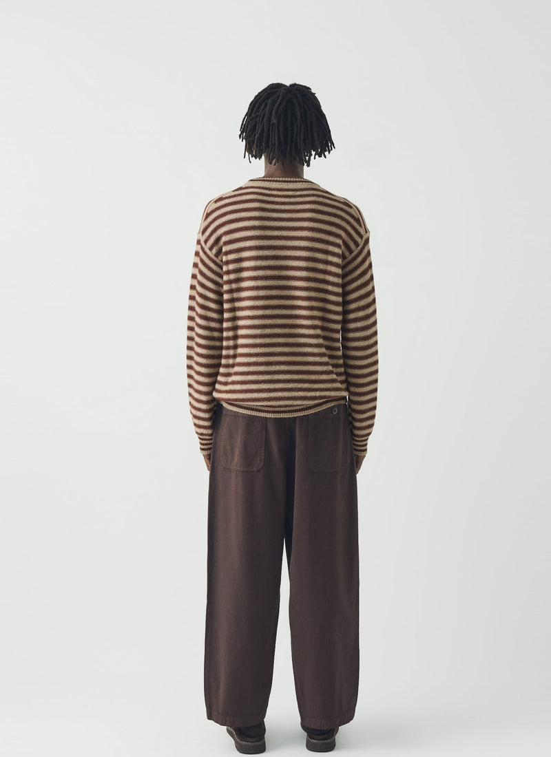Stripe Alpaca Wool Sweater | Dark Terracotta/Oatmeal