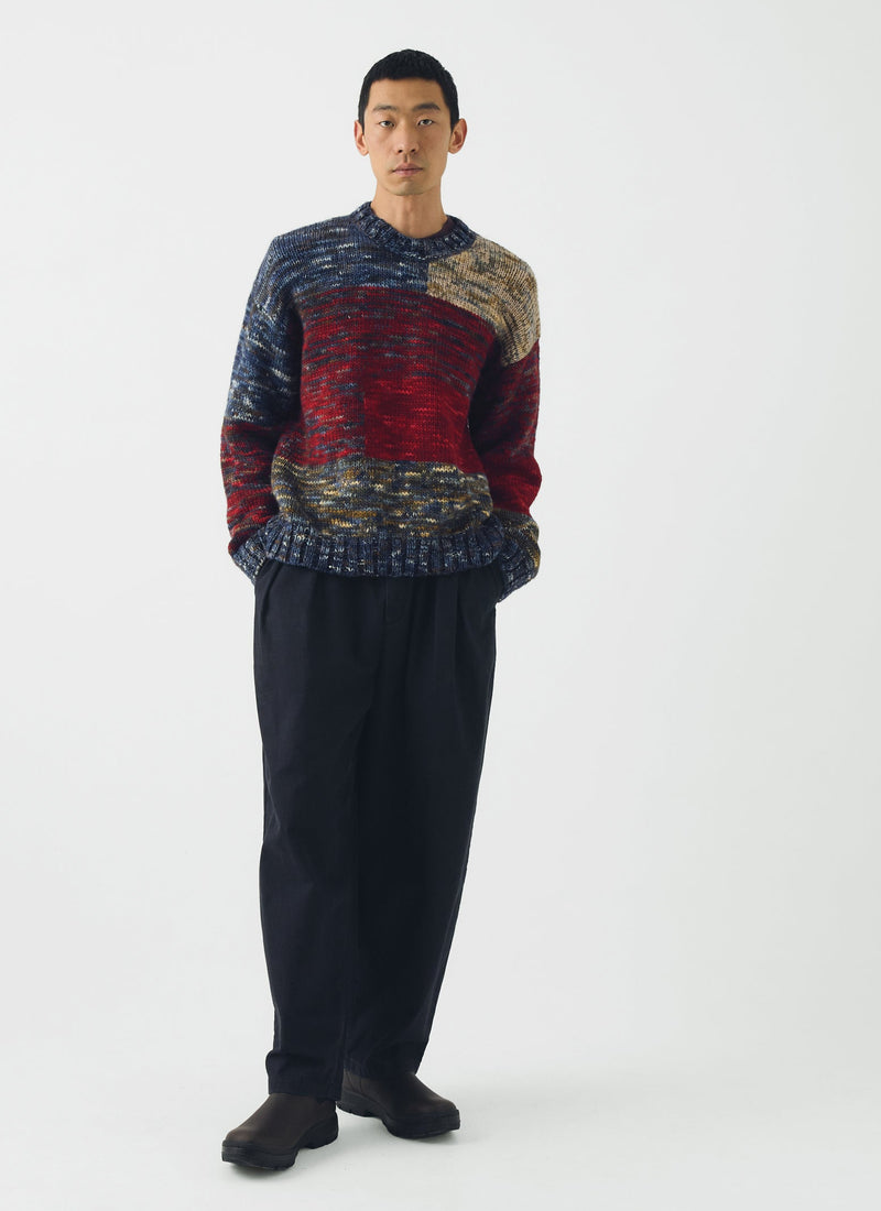 Hand Dyed Intarsia Wool Sweater | Blue Multi