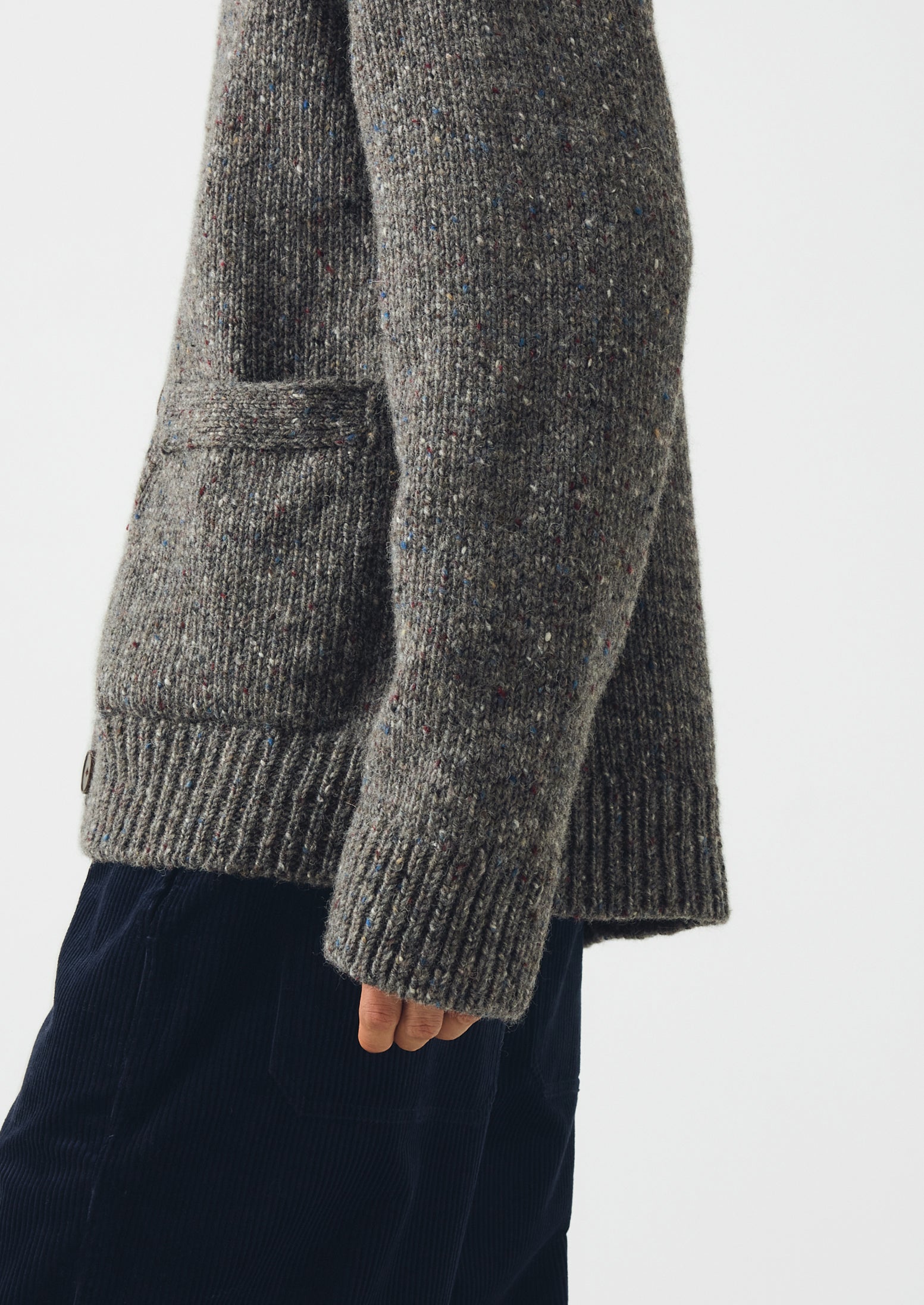 Donegal V Neck Cardigan | Iron Grey | TOAST