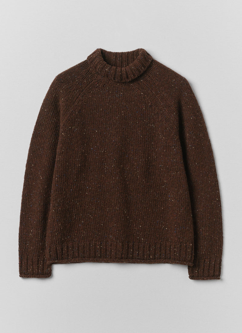 Donegal Wool Roll Neck Sweater | Red Cedar