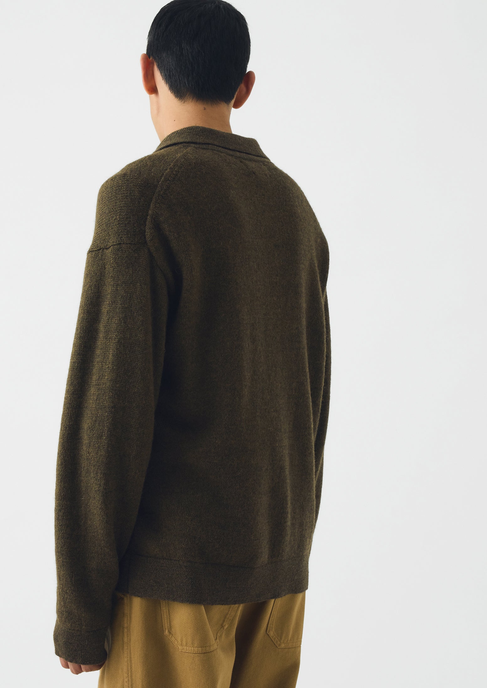 Wool Alpaca Polo Sweater | Bronze Green | TOAST