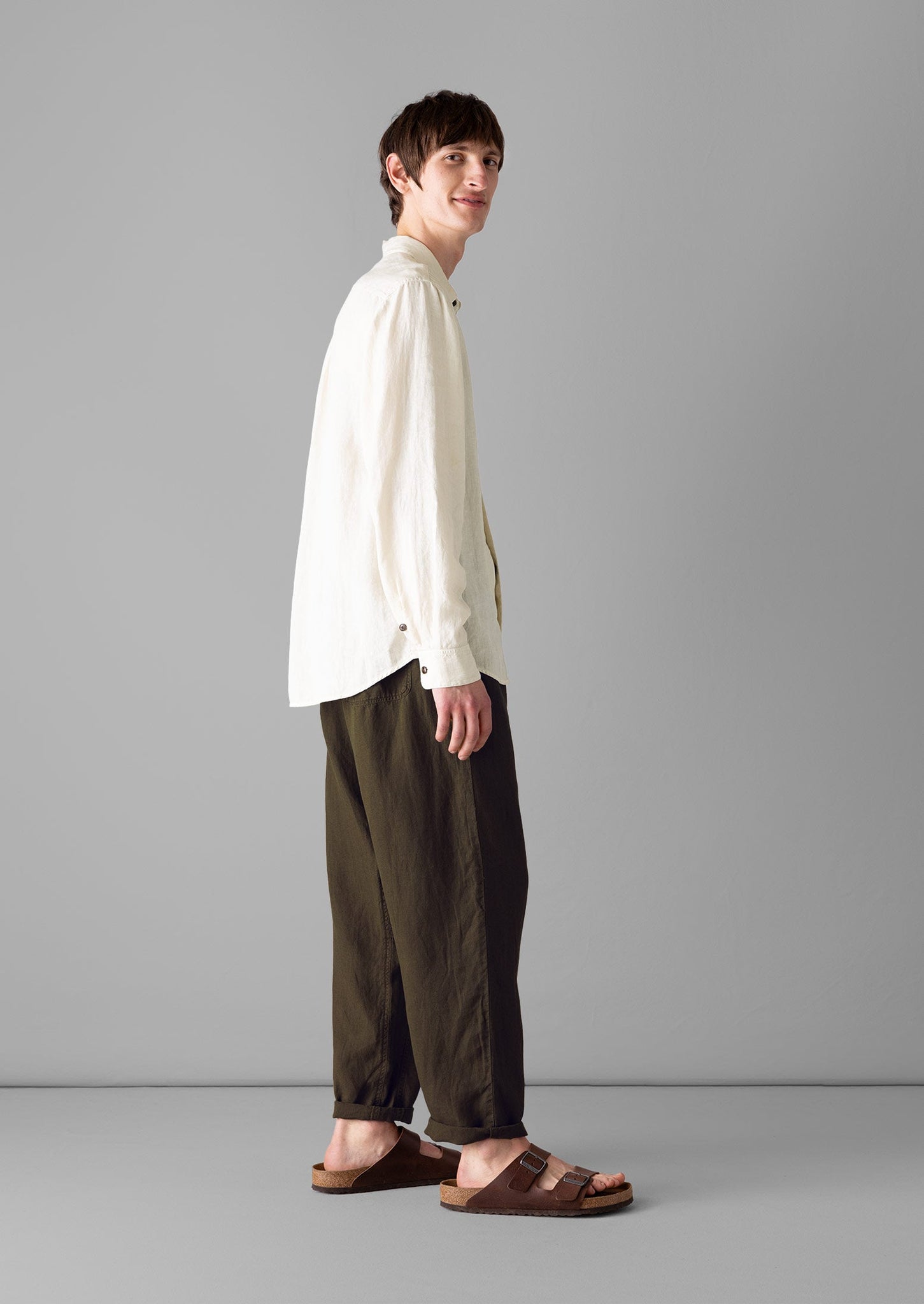 Alfie Garment Dyed Linen Pants | Olive