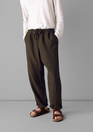 Alfie Garment Dyed Linen Pants | Olive