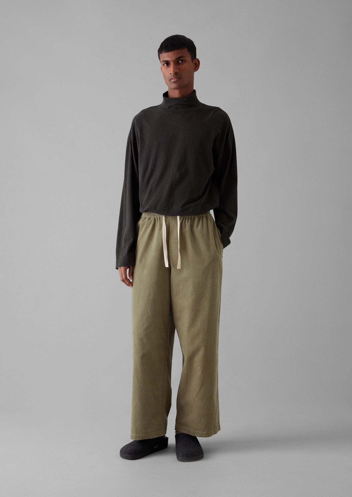 Soft Organic Cord Lounge Pants | Green Stone