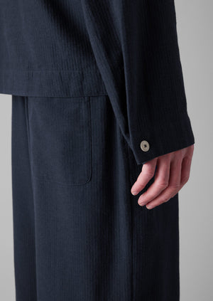 Brushed Cotton Herringbone Drawstring Pants | Blue Slate