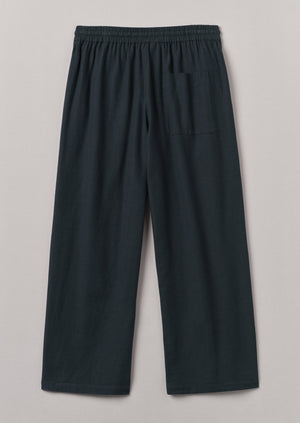 Brushed Cotton Herringbone Drawstring Pants | Blue Slate