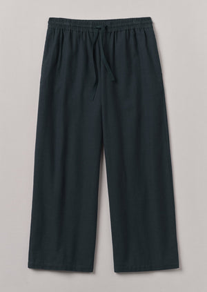 Brushed Cotton Herringbone Drawstring Pants | Blue Slate