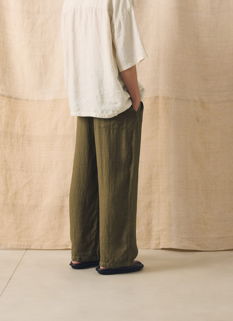 Garment Dyed Linen Drawstring Pants | Pear