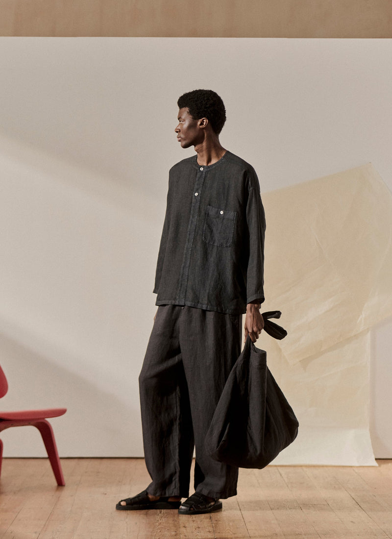 Garment Dyed Linen Drawstring Pants | Black Pepper