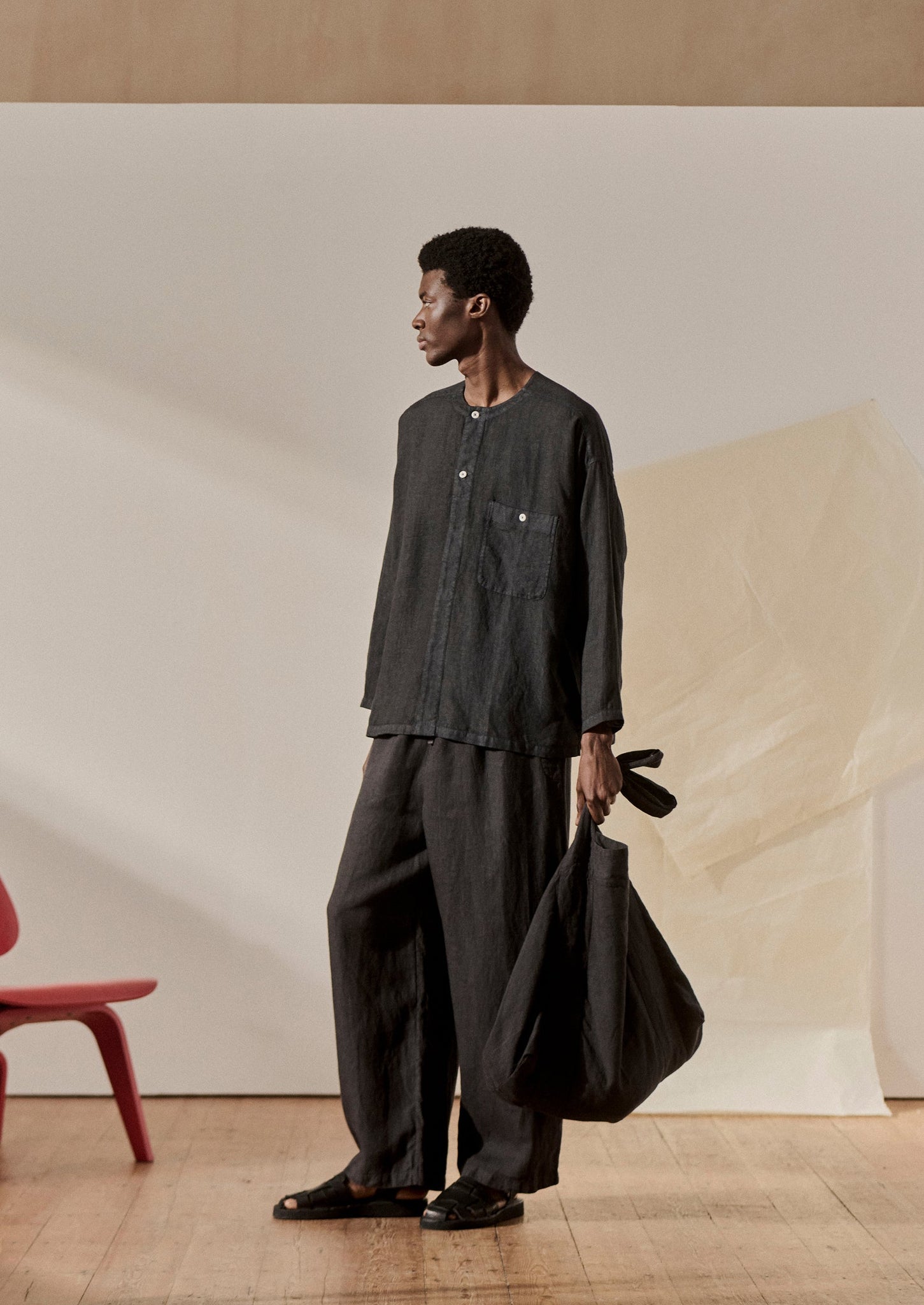 Garment Dyed Linen Drawstring Pants | Black Pepper