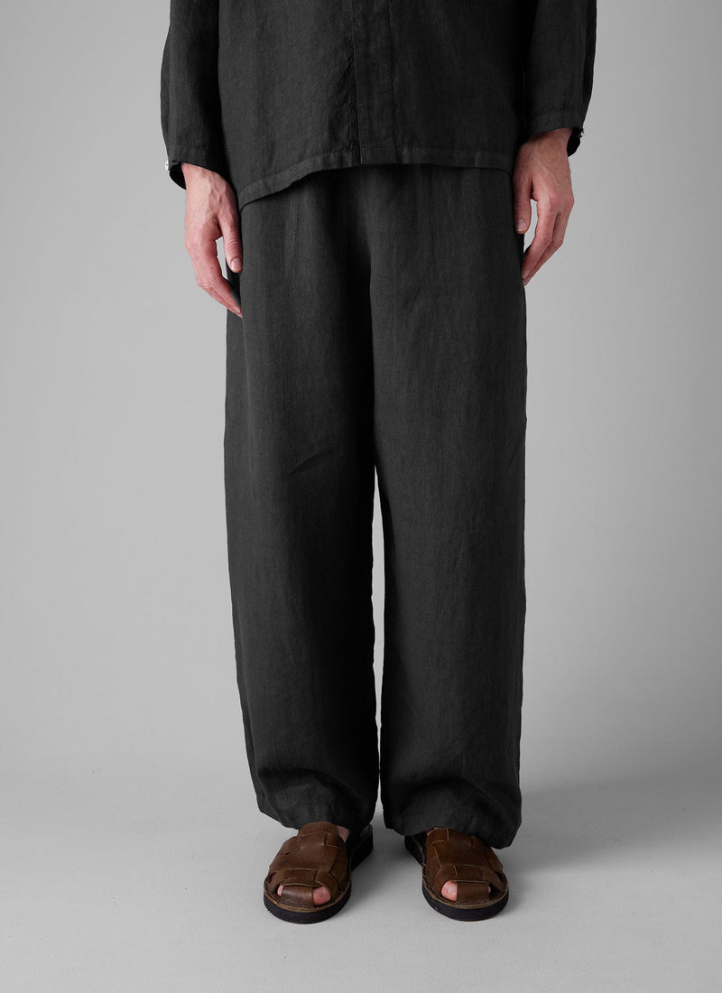Garment Dyed Linen Drawstring Pants | Black Pepper