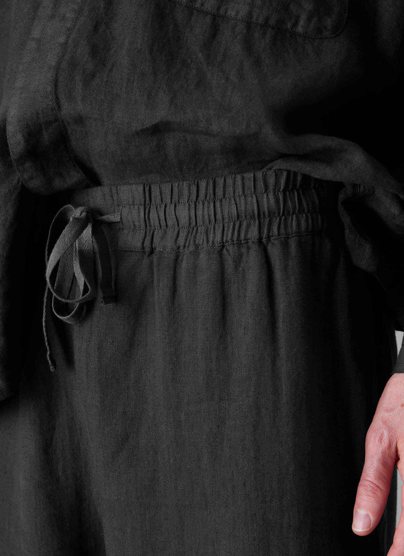 Garment Dyed Linen Drawstring Pants | Black Pepper
