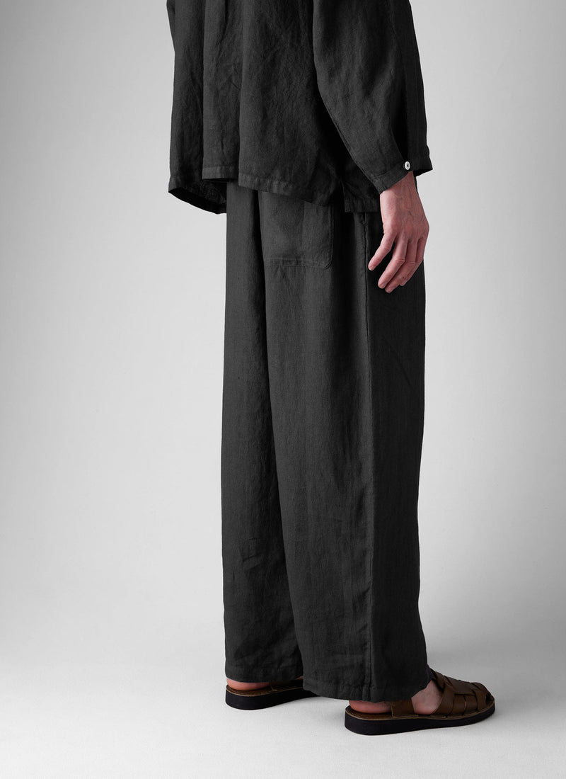 Garment Dyed Linen Drawstring Pants | Black Pepper