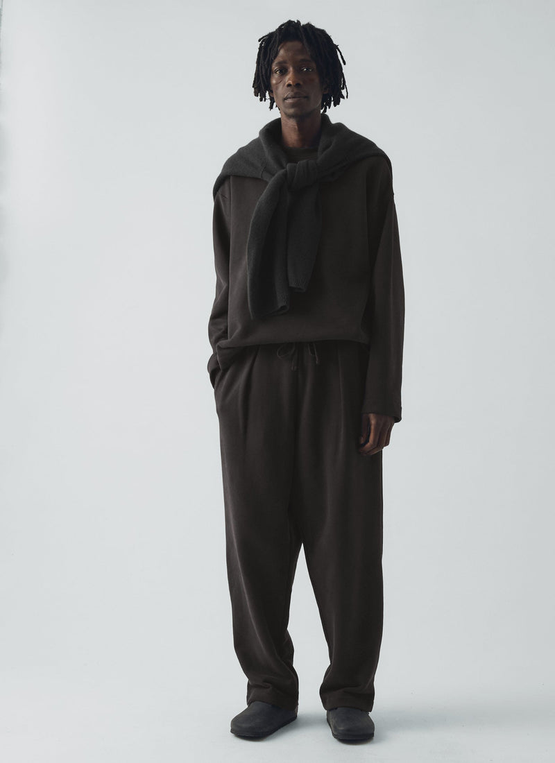 Loopback Jersey Pleated Pants | Black Pepper