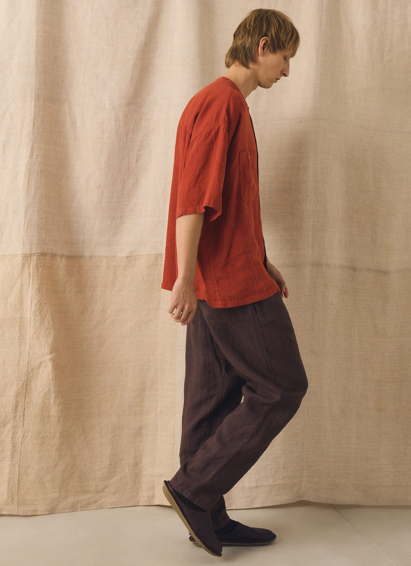 Alfie Garment Dyed Linen Pants | Dark Russet