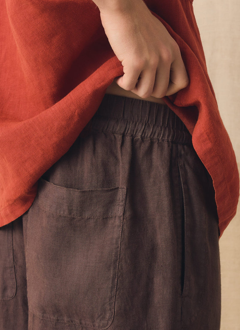 Alfie Garment Dyed Linen Pants | Dark Russet