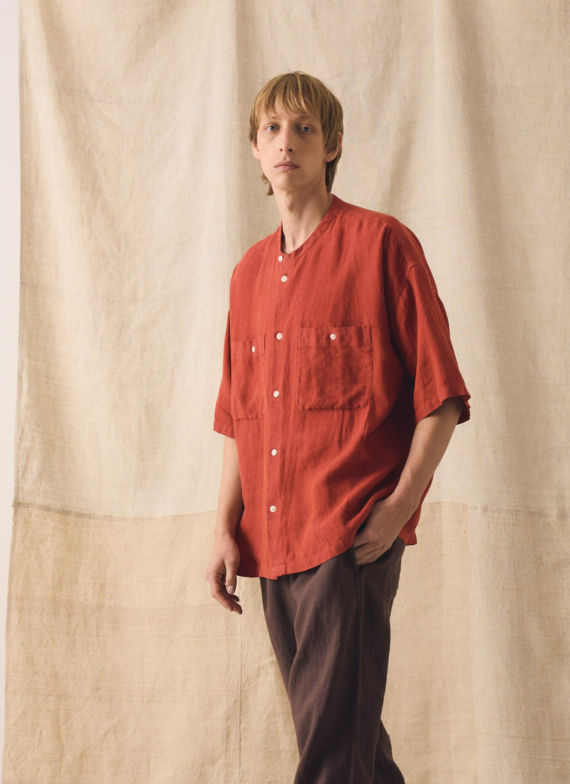 Alfie Garment Dyed Linen Pants | Dark Russet