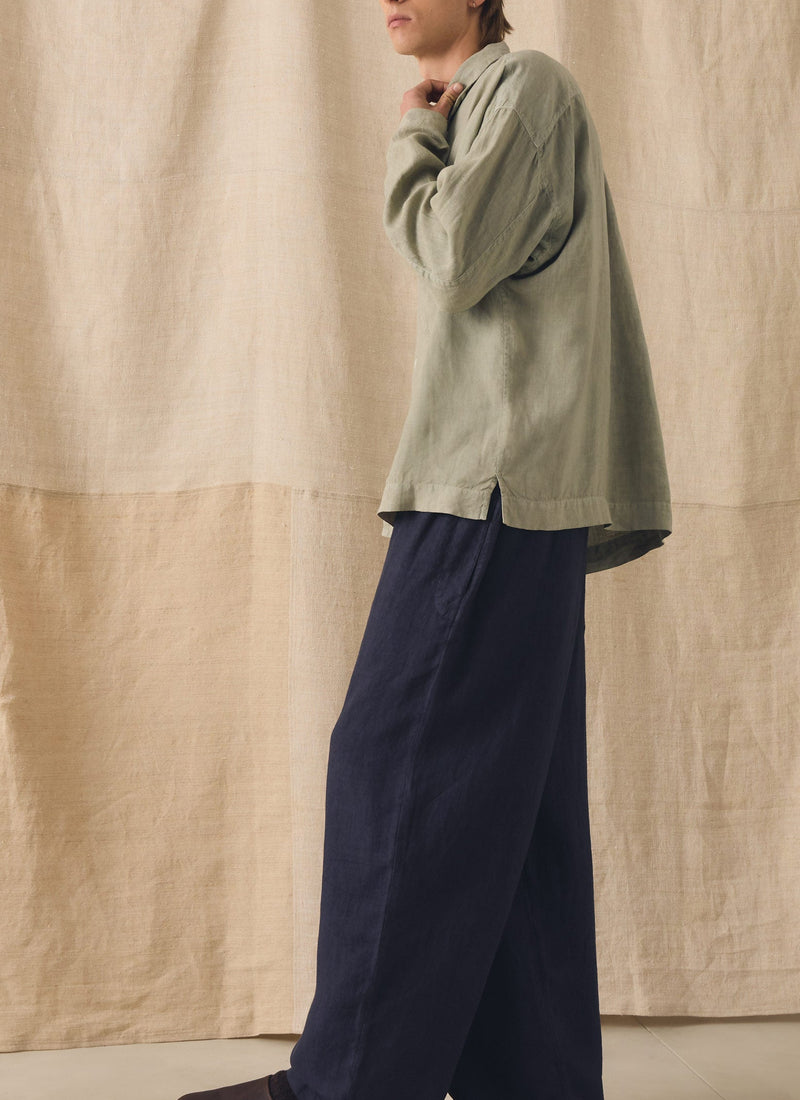 Garment Dyed Linen Drawstring Pants | Blueberry
