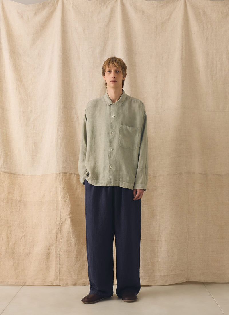 Garment Dyed Linen Drawstring Pants | Blueberry