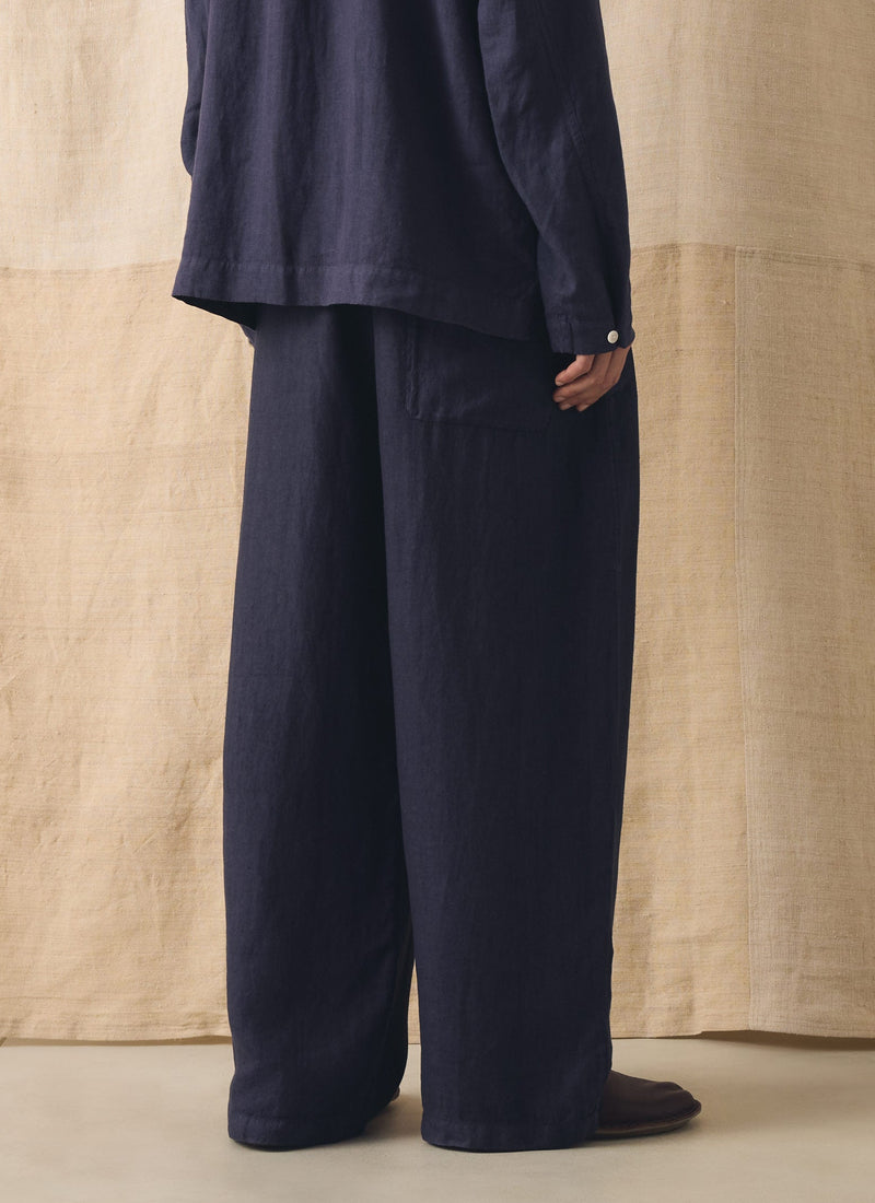 Garment Dyed Linen Drawstring Pants | Blueberry