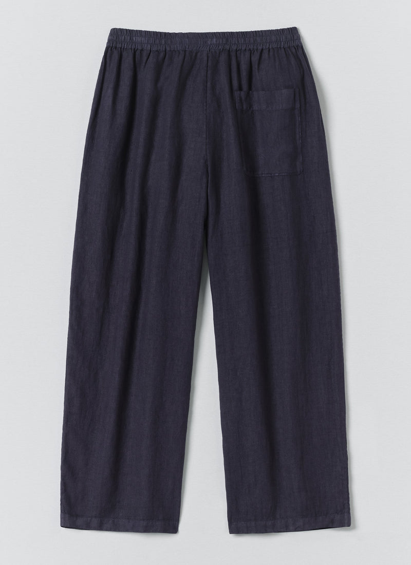 Garment Dyed Linen Drawstring Pants | Blueberry