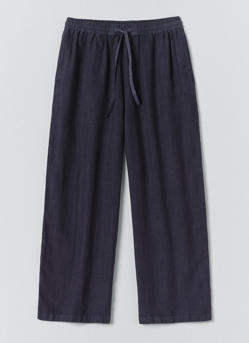 Garment Dyed Linen Drawstring Pants | Blueberry