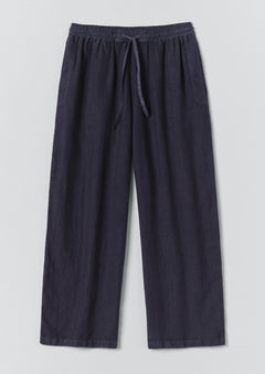 Men's Garment Dyed Linen Drawstring Trousers | Black | TOAST
