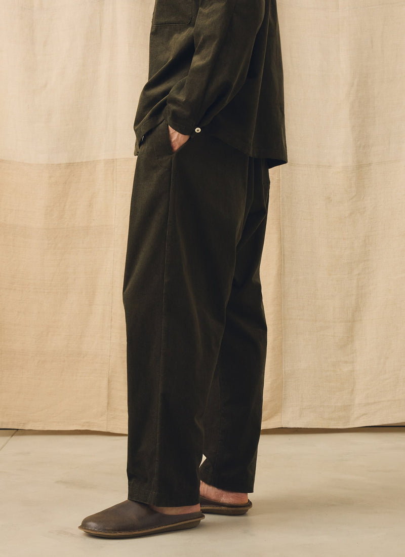 Cord Pleated Pants | Tent Green