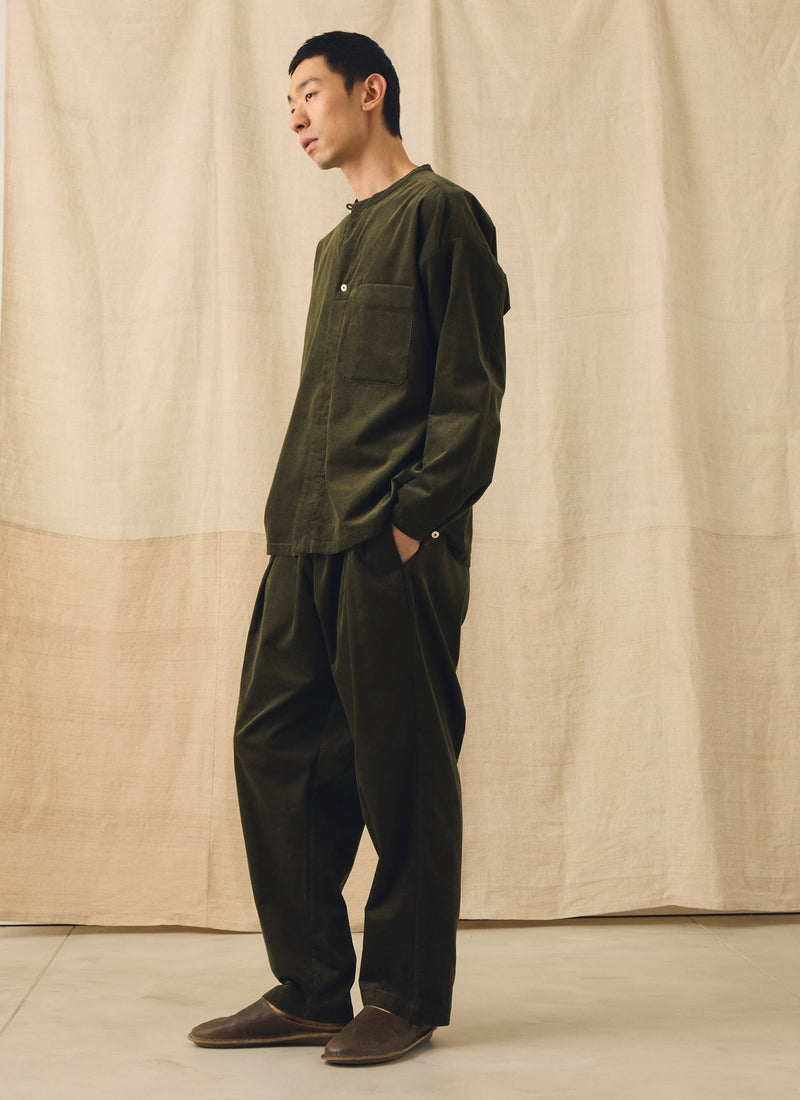 Cord Pleated Pants | Tent Green