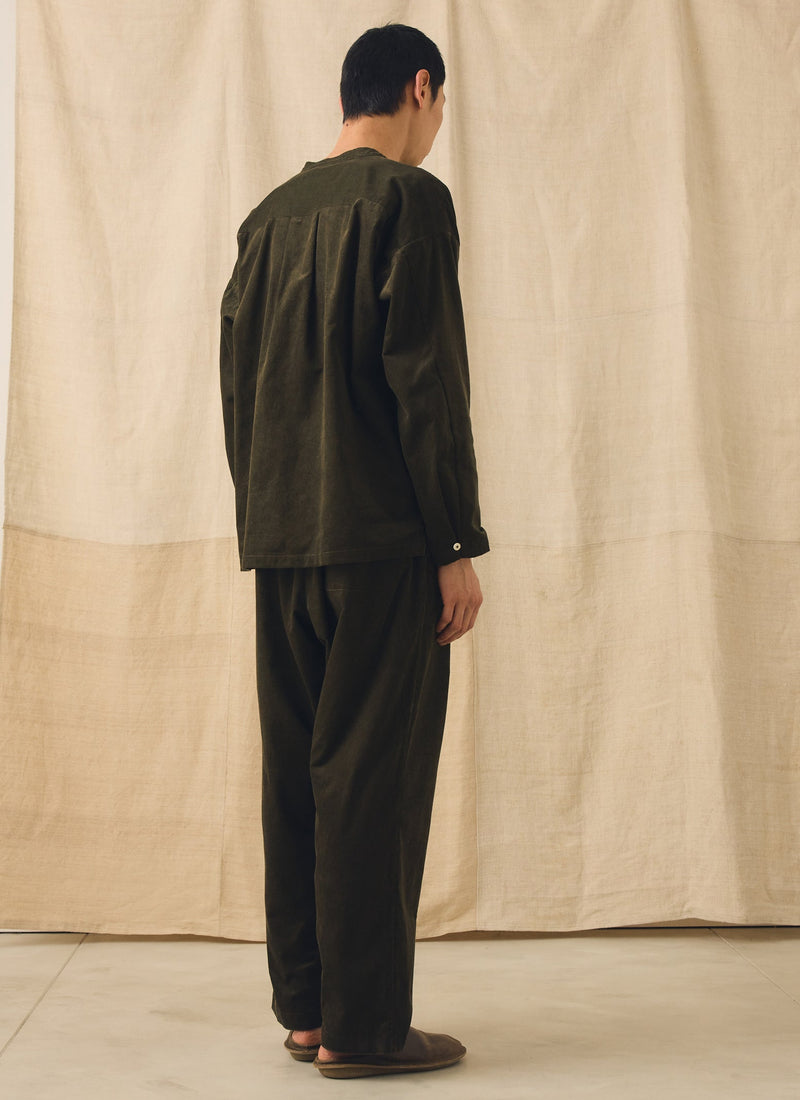 Cord Pleated Pants | Tent Green