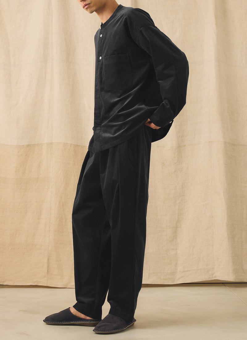 Cord Pleated Pants | Charcoal